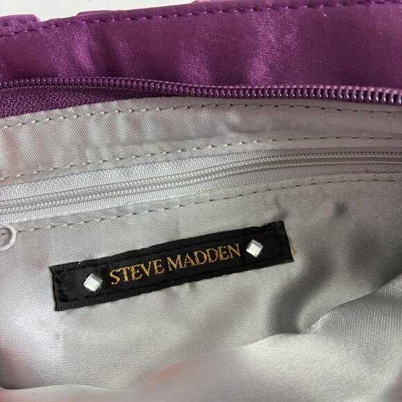 Steve Madden Purple Satin Crystal Embellished Evening Clutch  Glam - Picture 7 of 7